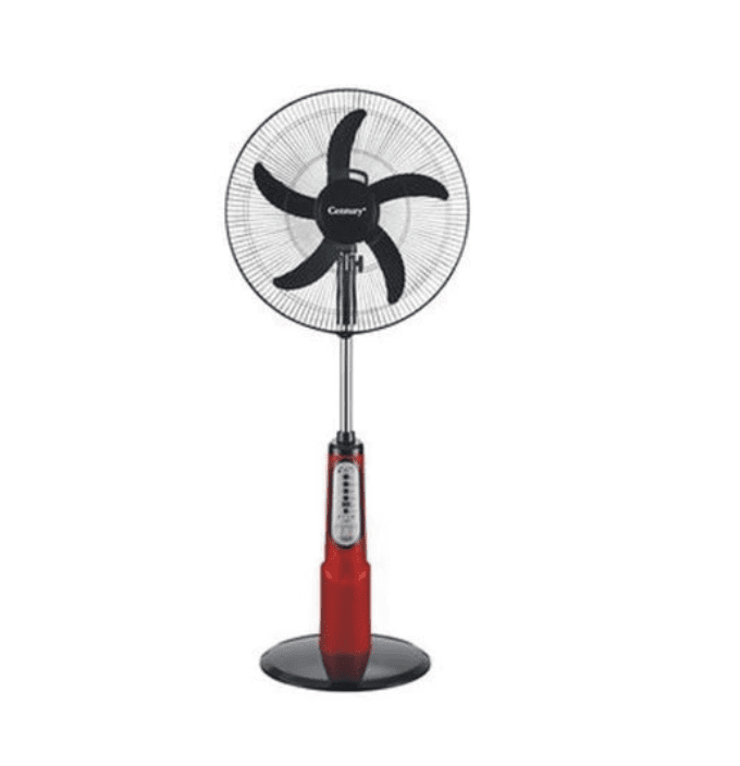 CENTURY RECHARGEABLE STANDING FAN 18" RED